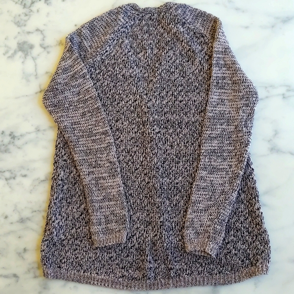 Cotton Blended Multicolor Yarn Knit Pattern High Low V-Neck Cardigan Sweater. - Picture 4 of 4